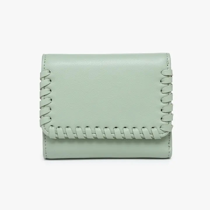 Logan Whipstitch Tri-Fold Wallet Sage