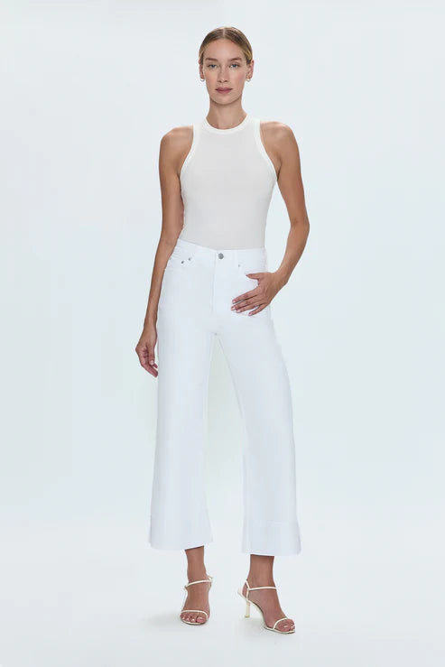 Lana Crop Cuff High Rise Ultra Wide Leg Jean Vivid White