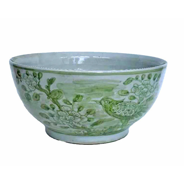 Spring Green Flower & Bird Porcelain Bowl