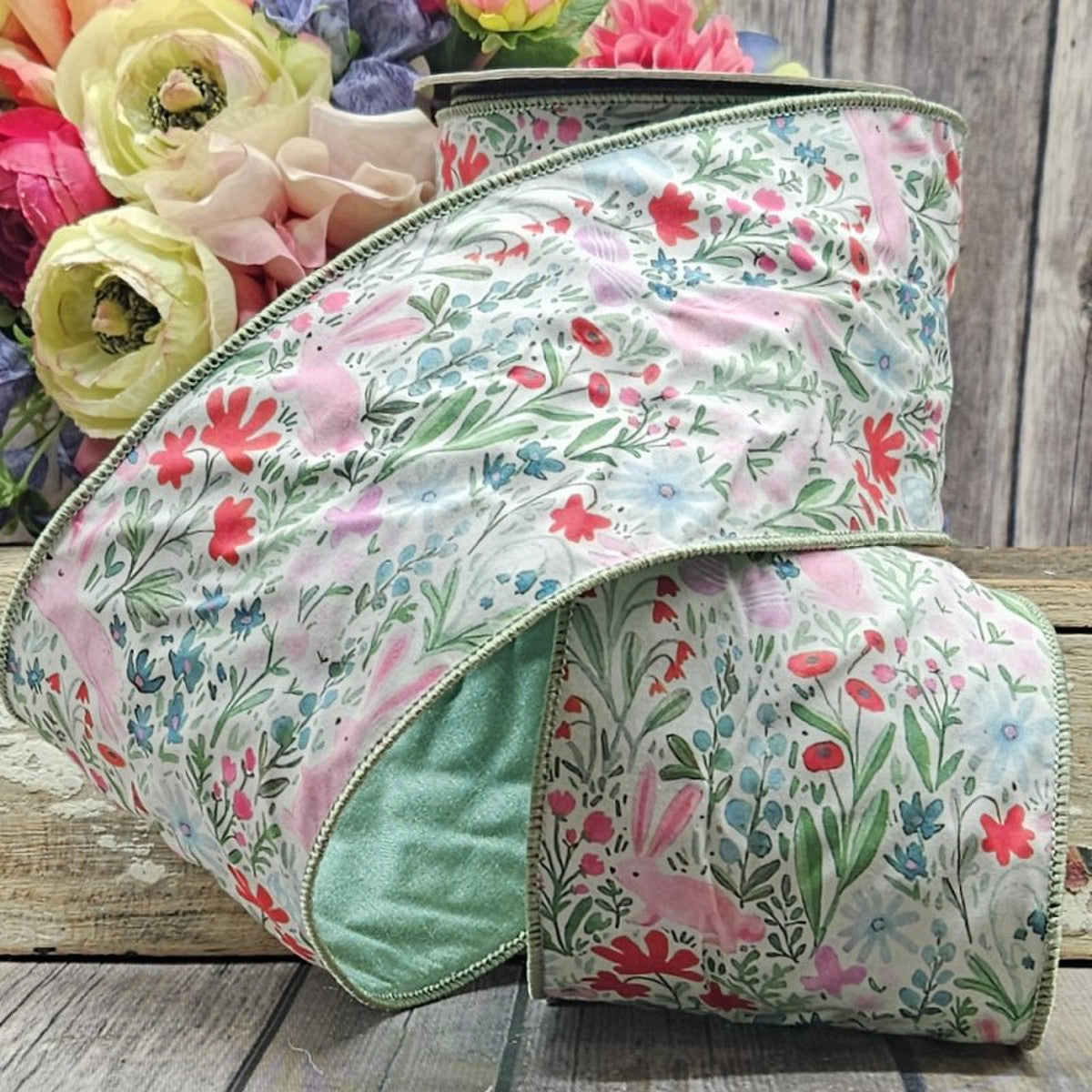 4" Poplin Watercolor Floral Bunny