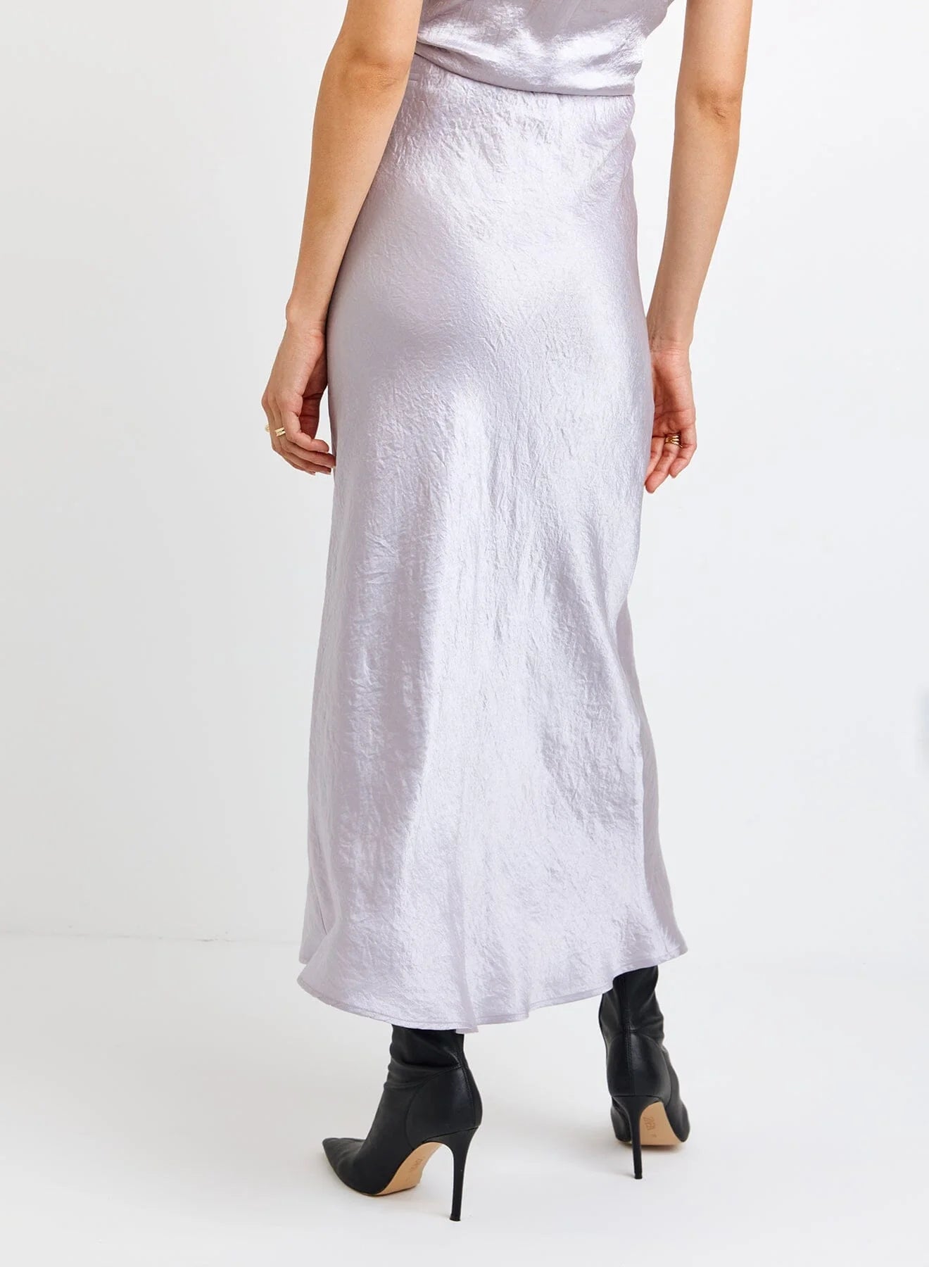 Sleek Bias Maxi Skirt Silver