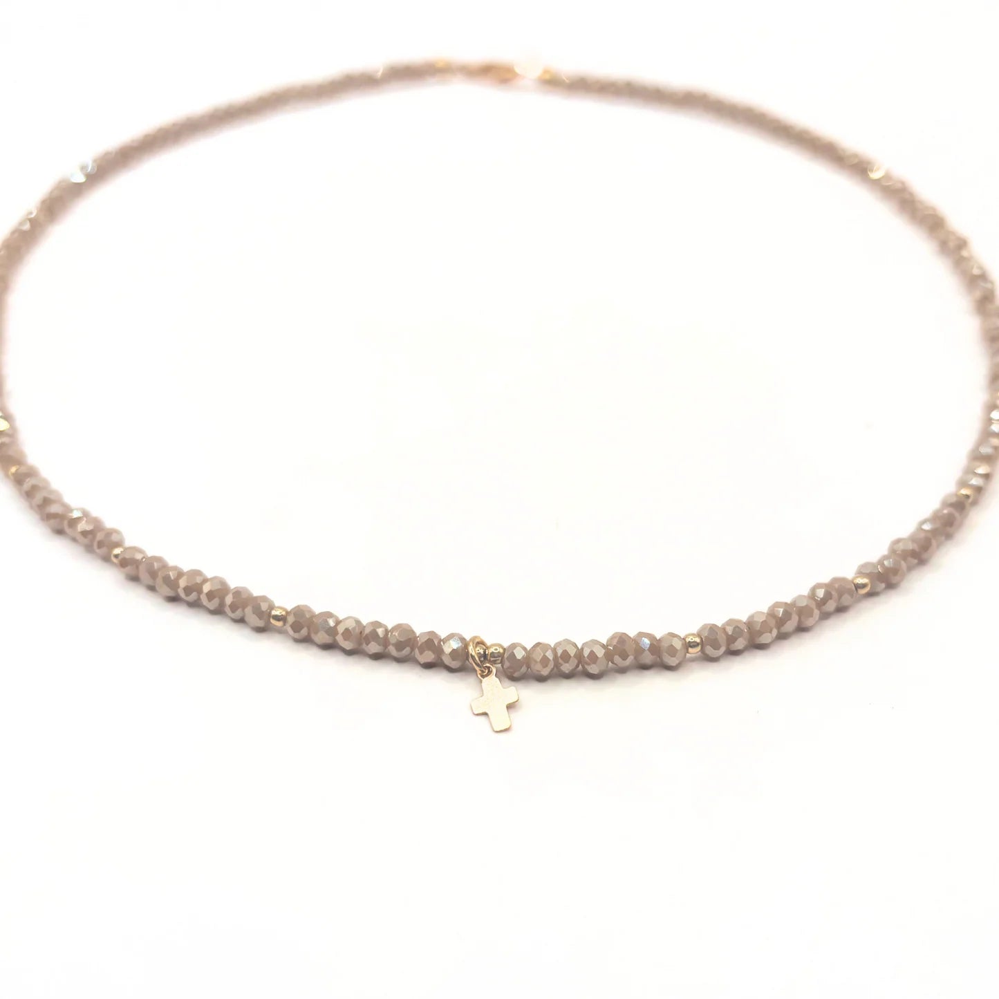 The Little Luxe Cross Necklace Champagne