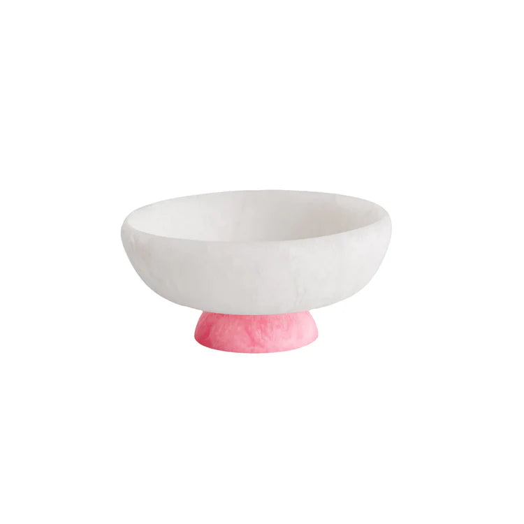 Resin Sorbet Medium Round Bowl with Base Coconut and Raspberry