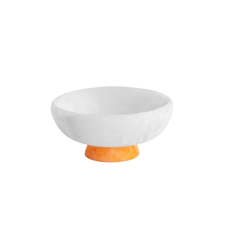 Resin Sorbet Medium Round Bowl with Base Coconut and Tangerine