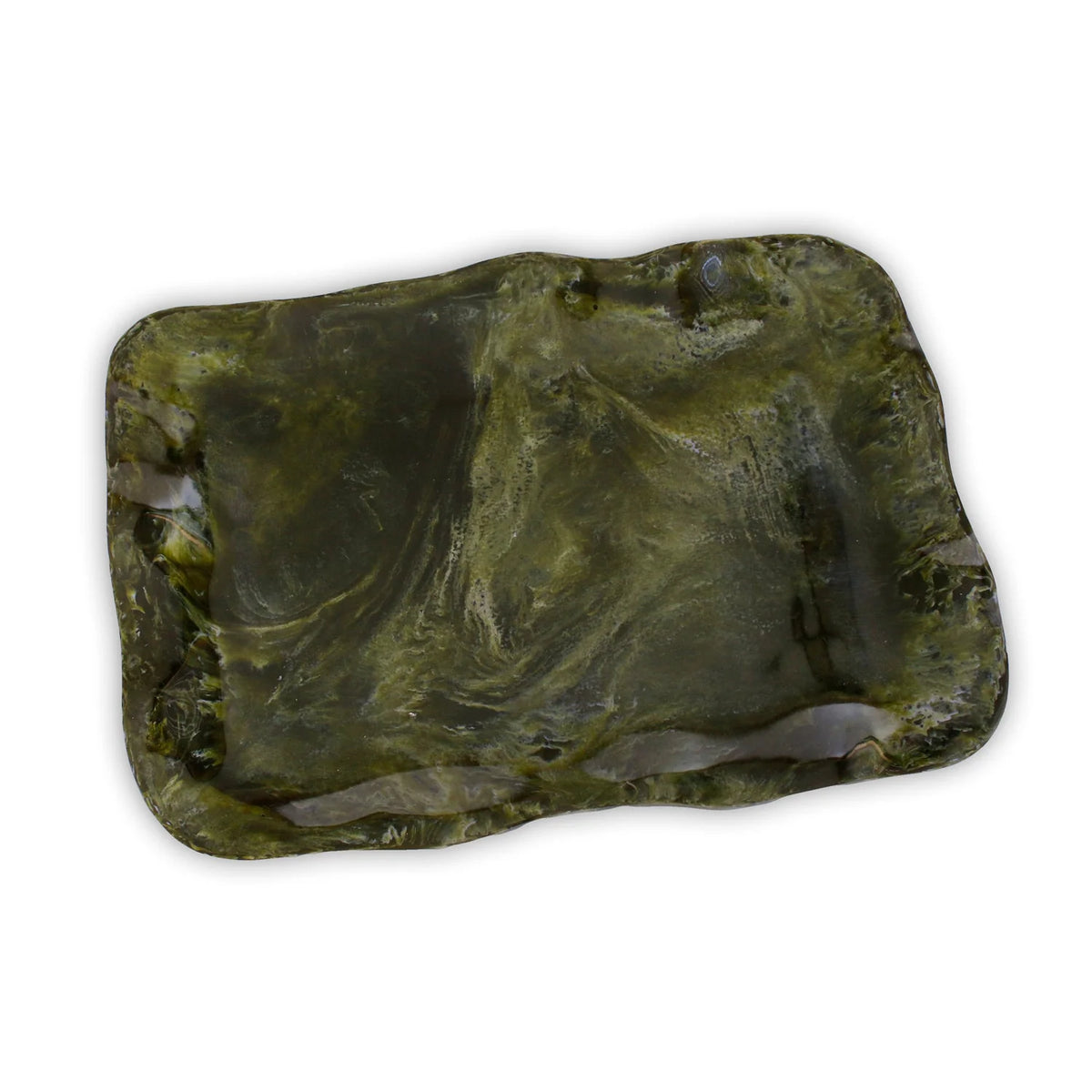 Resin Malachite XL Rectangular Tray Green