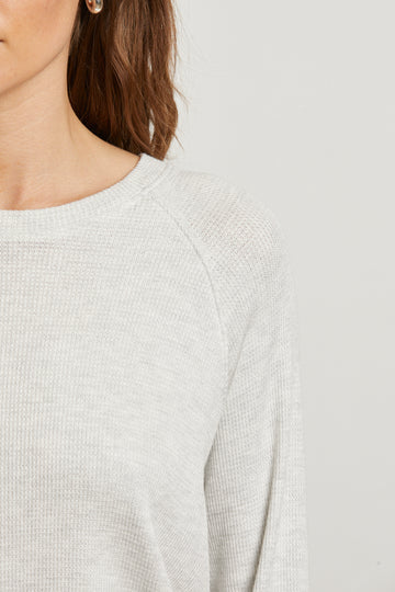 Brushed Waffle Long Sleeve Raglan Crew Ash