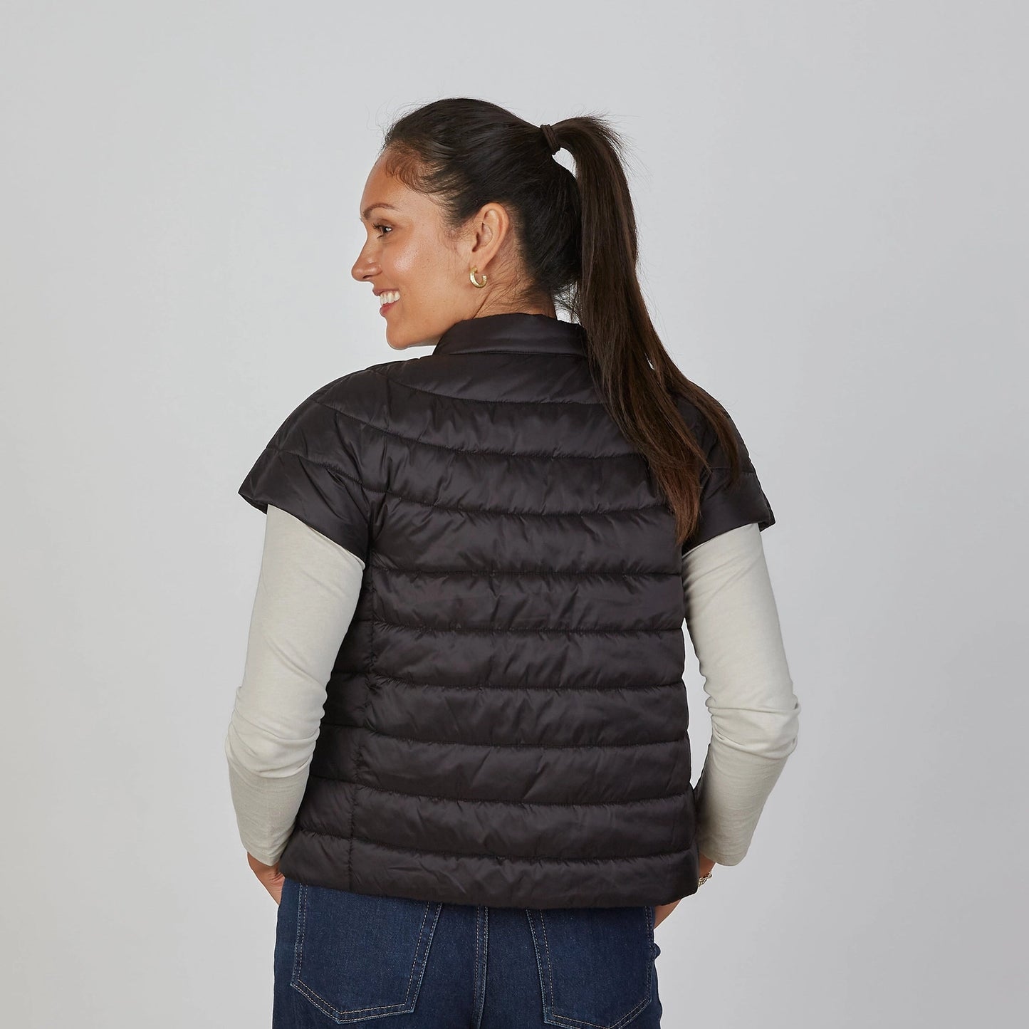 Caroline Cap Sleeve Vest in Black