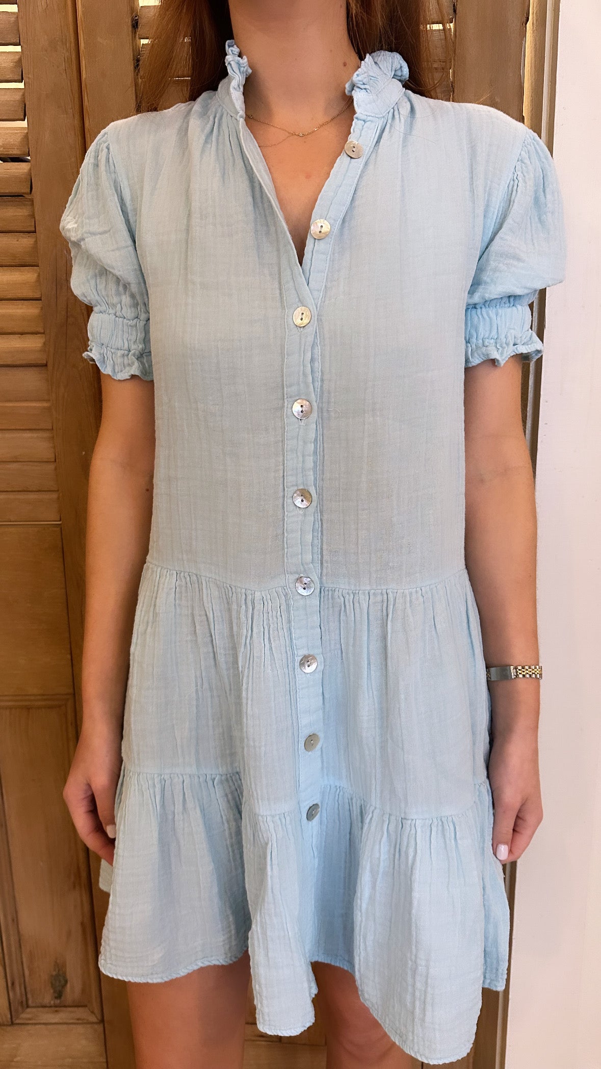 Gauze Rose Dress Clear Water
