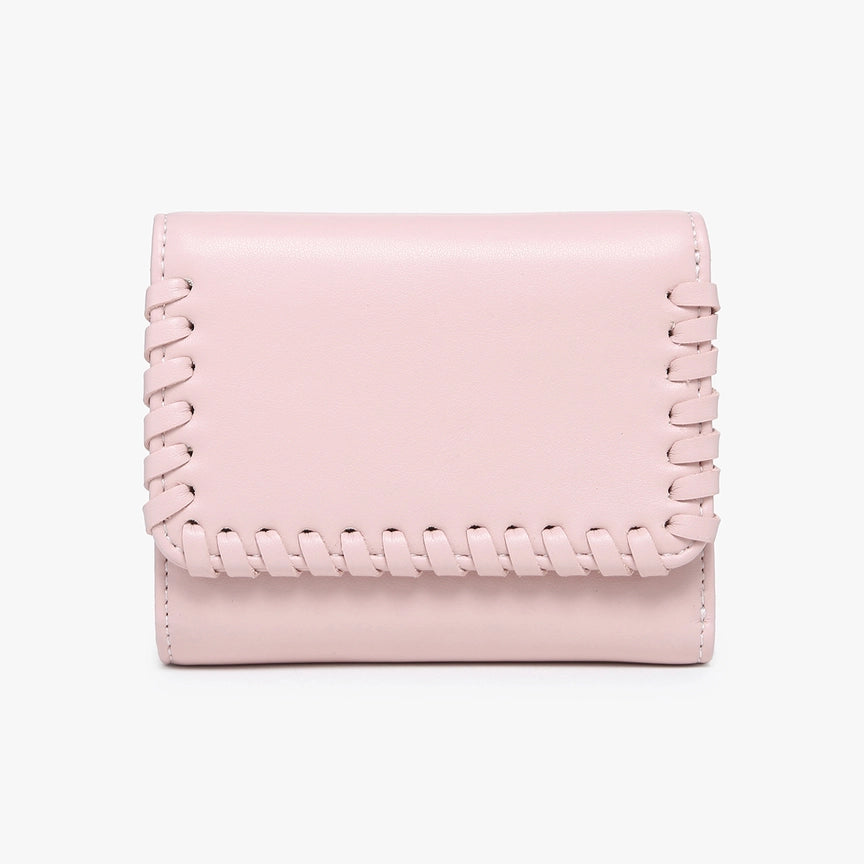 Logan Whipstitch Tri-Fold Wallet Pink