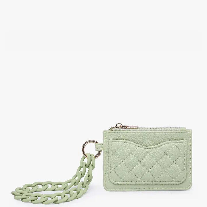 Rhodes Quilted Wallet w/ Chain Bangle Pale Lime
