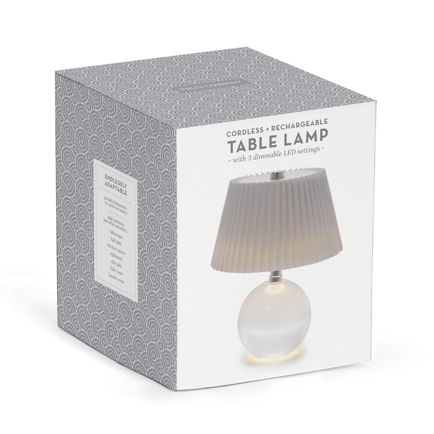 LED Portable Cordless Table Lamp with White Pleated Shade