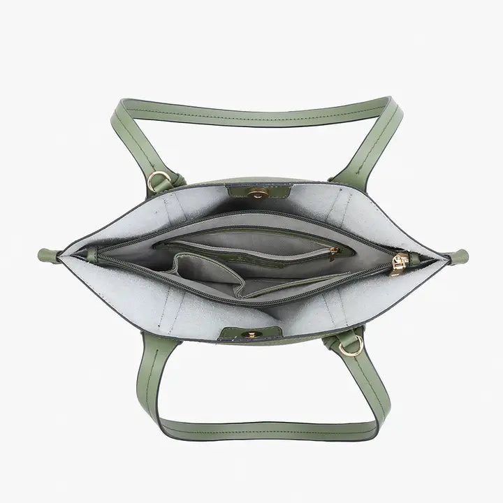 Micah Whipstitch 3-Compartment Tote Off White