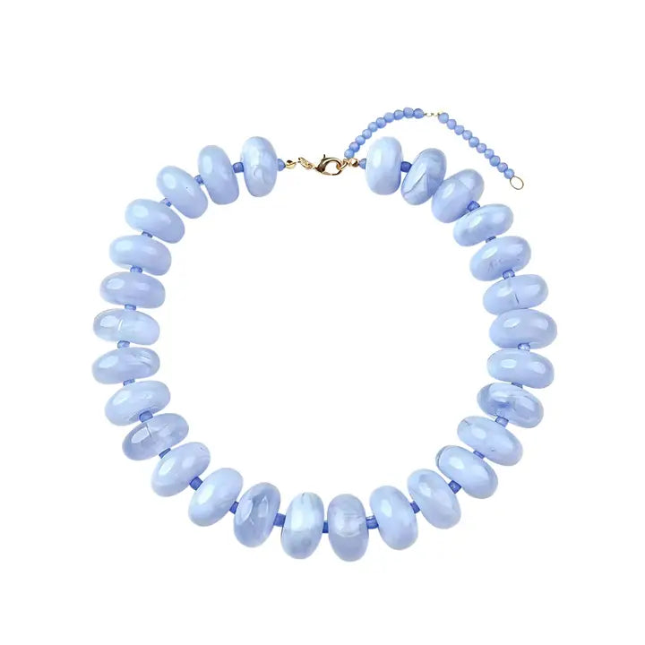 Bailey Chunky Beaded Necklace Light Blue
