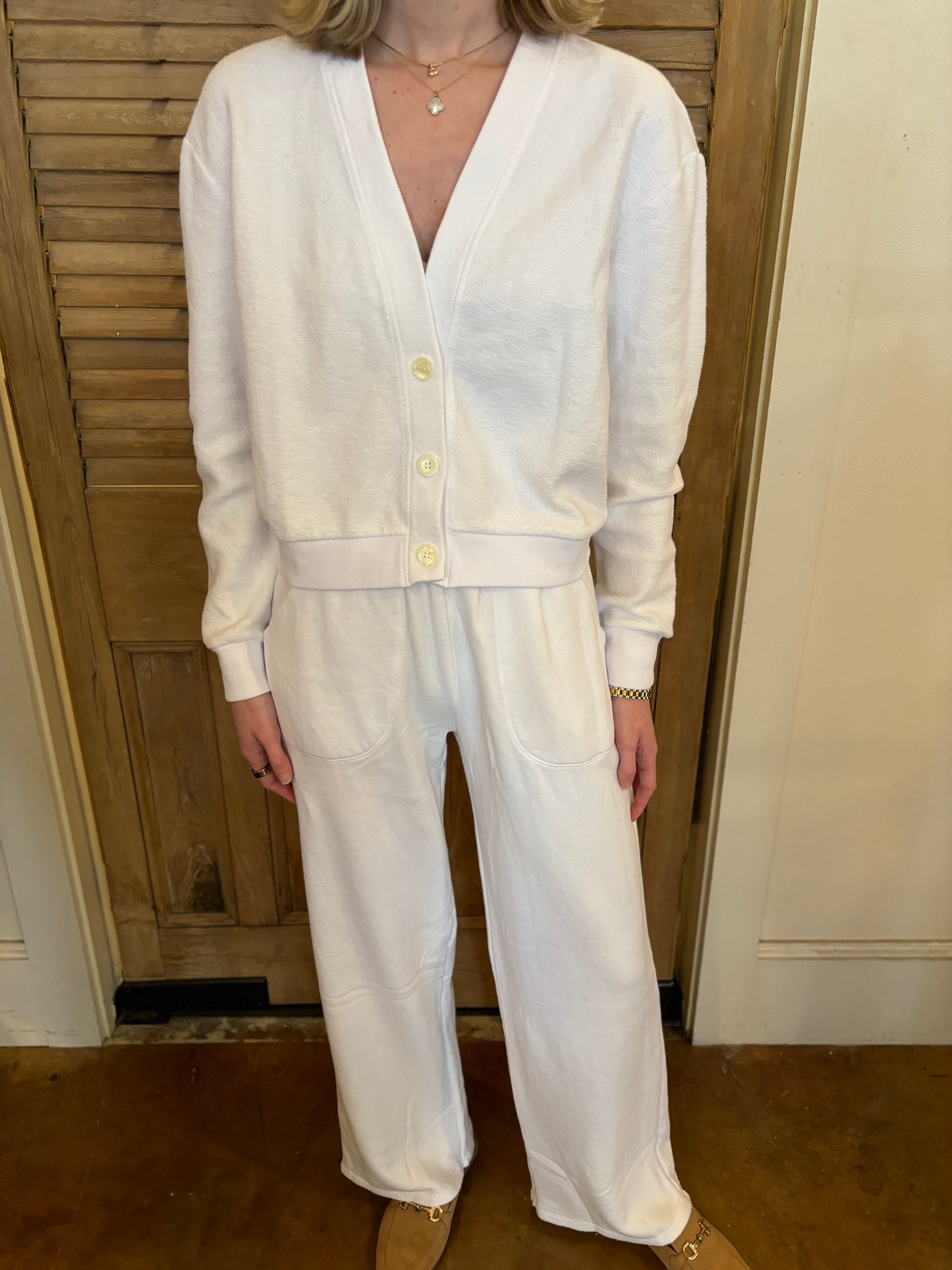 Star Cardigan White Terry