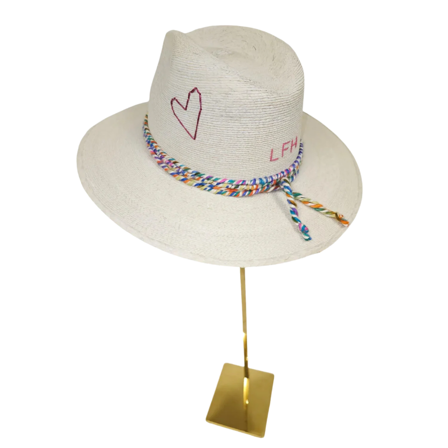 White Palm Hat 63 Embroidered Heart