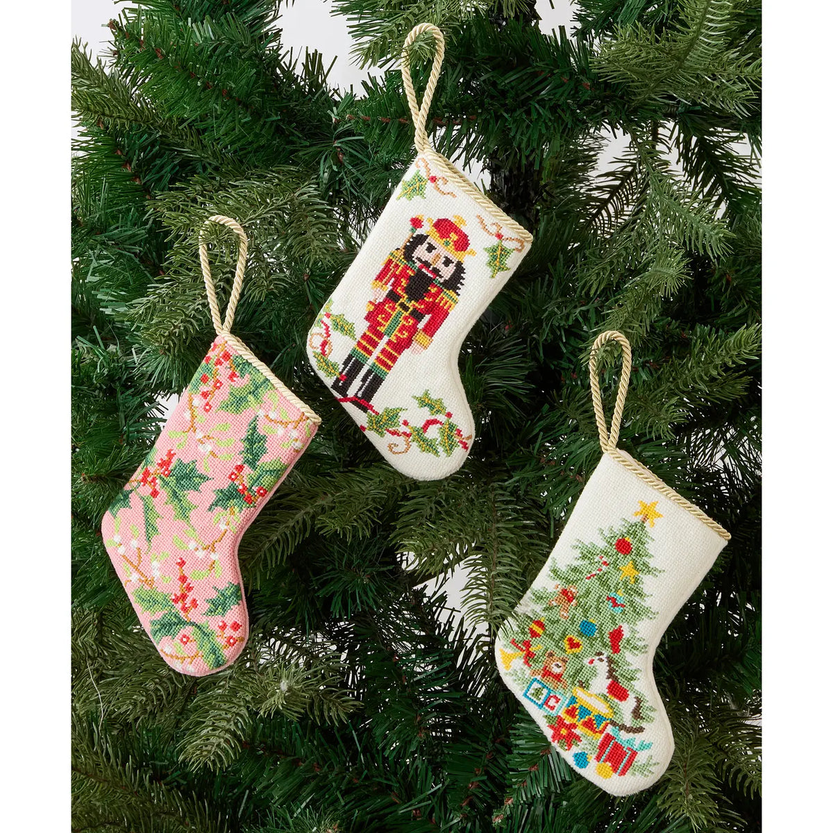 Christmas Tree Embroidered Mini Stocking
