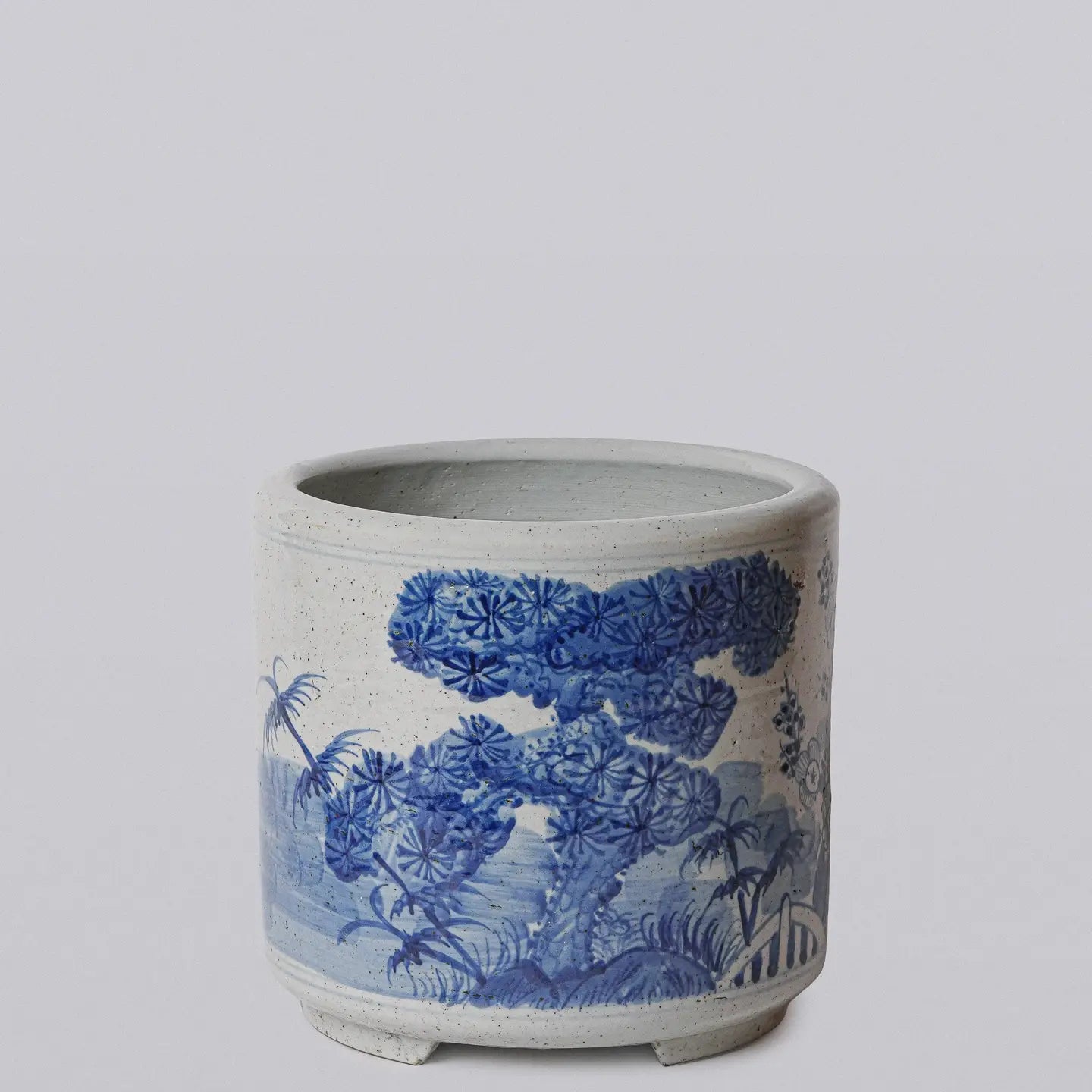 Blue and White Porcelain Three Friends Footed Cachepot