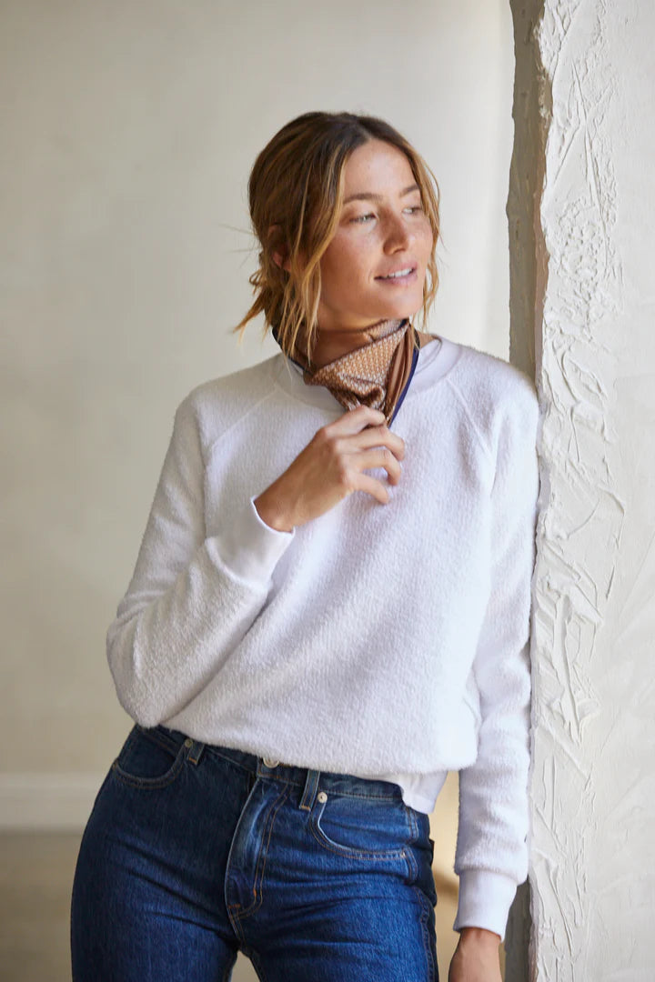 Reverse Fleece LS Shrunken Crew White