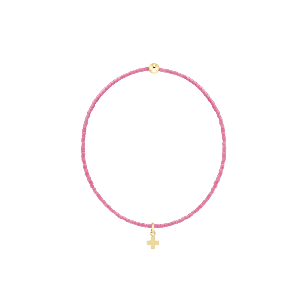 Hope Classic Bubblegum Bracelet Signature Cross Small Gold Charm