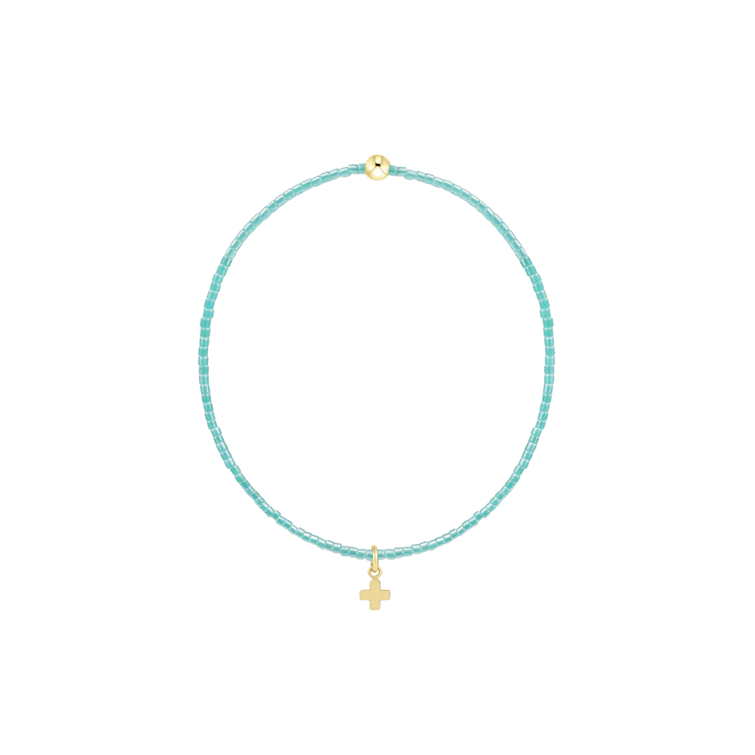 Hope Classic Sea Glass Bracelet Signature Cross Small Gold Charm