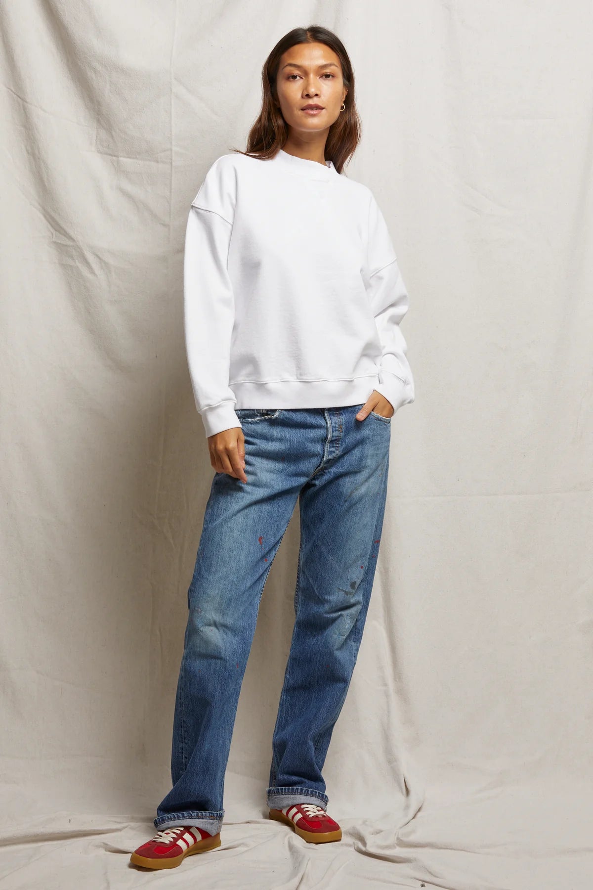 French Terry LS Crew White