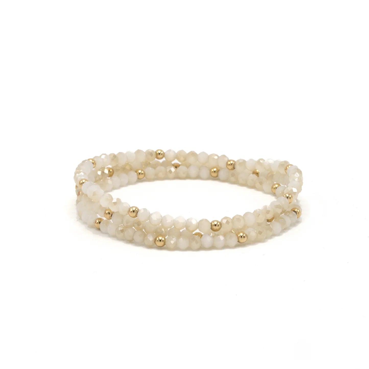 OG Shimmer Bracelet Stack in Winter White Gold Filled