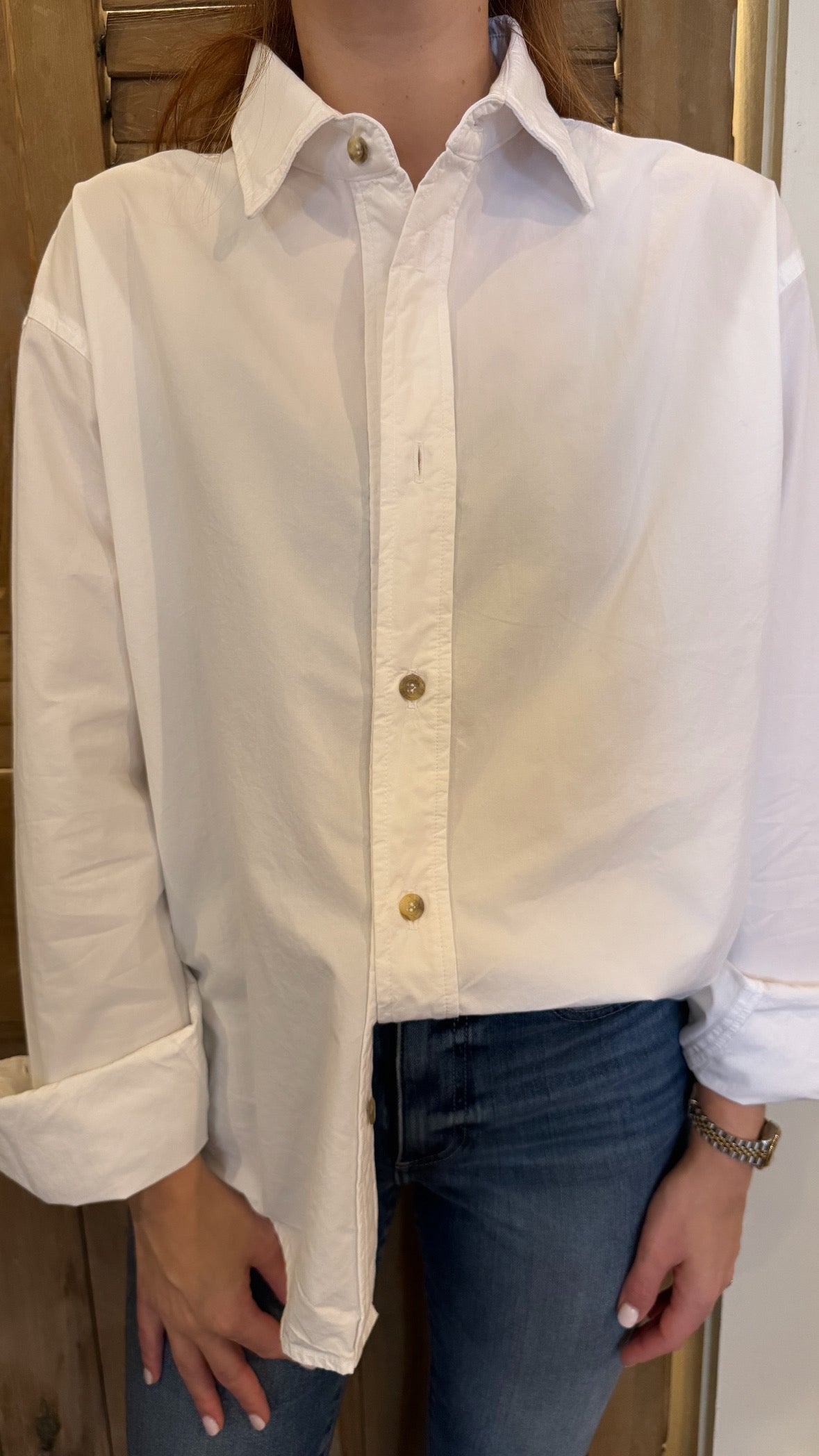 James Button Down White