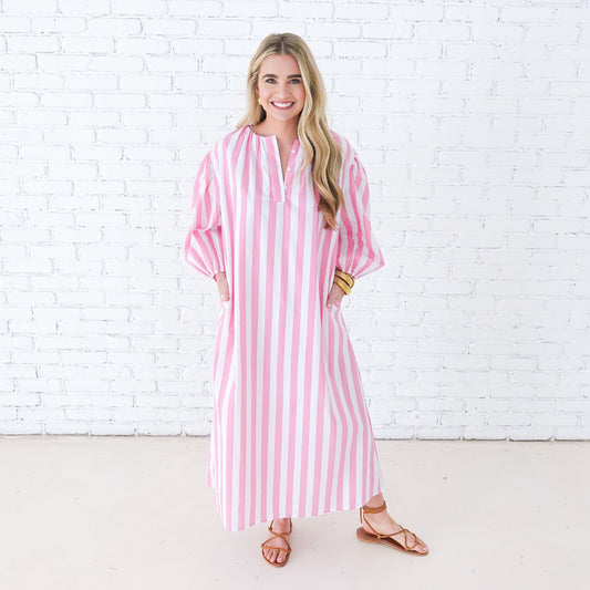 Cabana Dress Pink Stripe