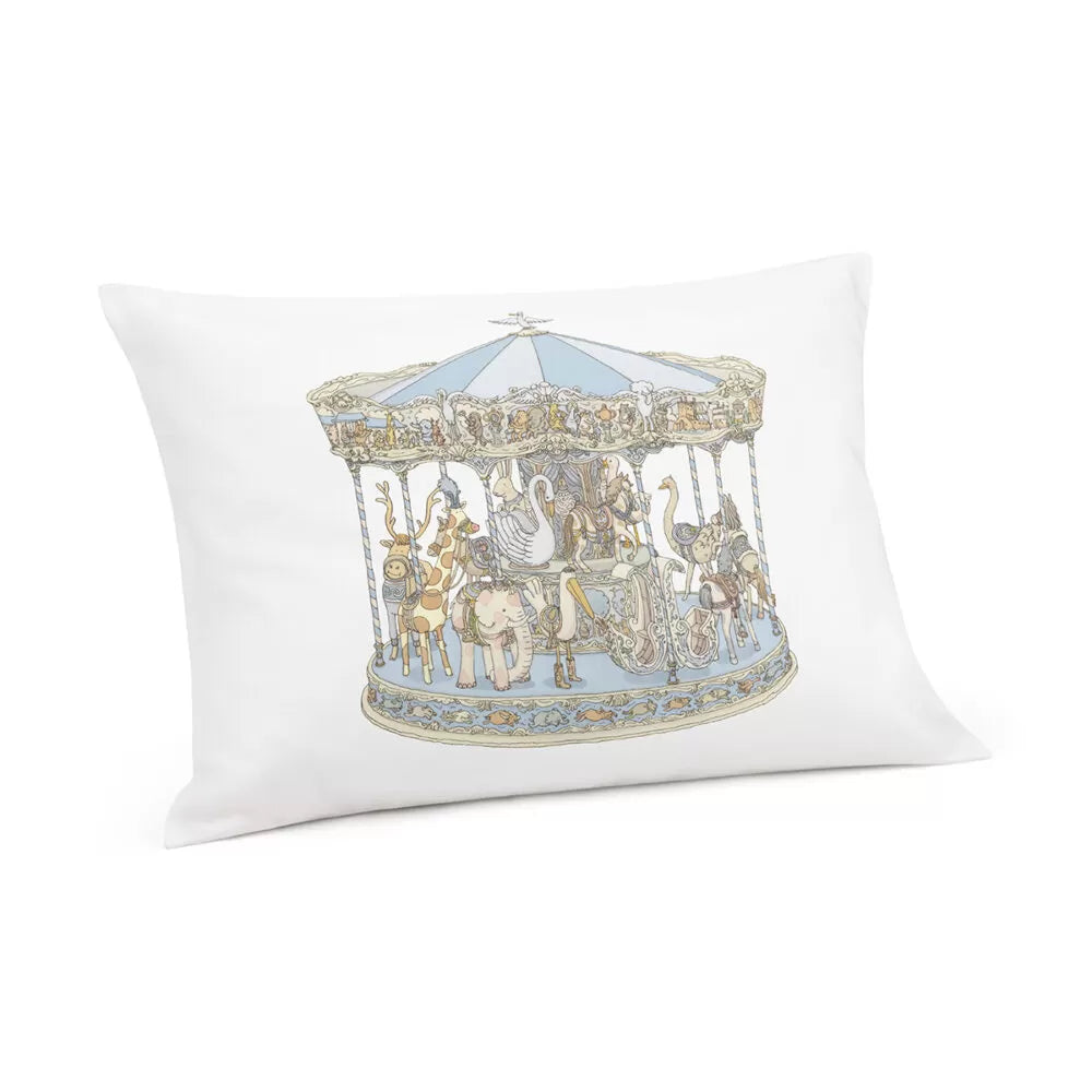 Satin Cushion Carousel Blue