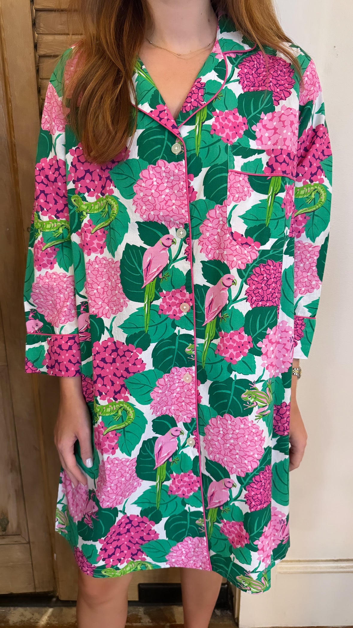 Secret Garden Sleep Shirt Pink Hydrangea