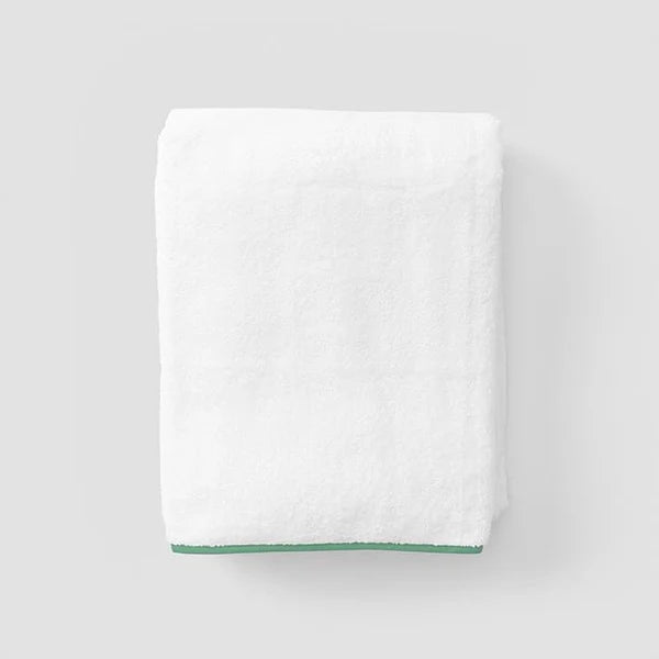 Signature Bath Towel Green on White