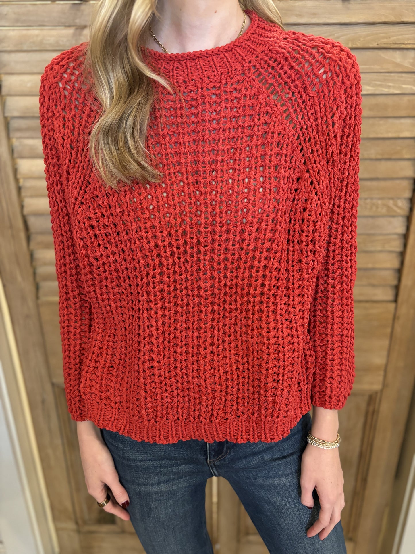 Tara Chunky Crew Cotton Red