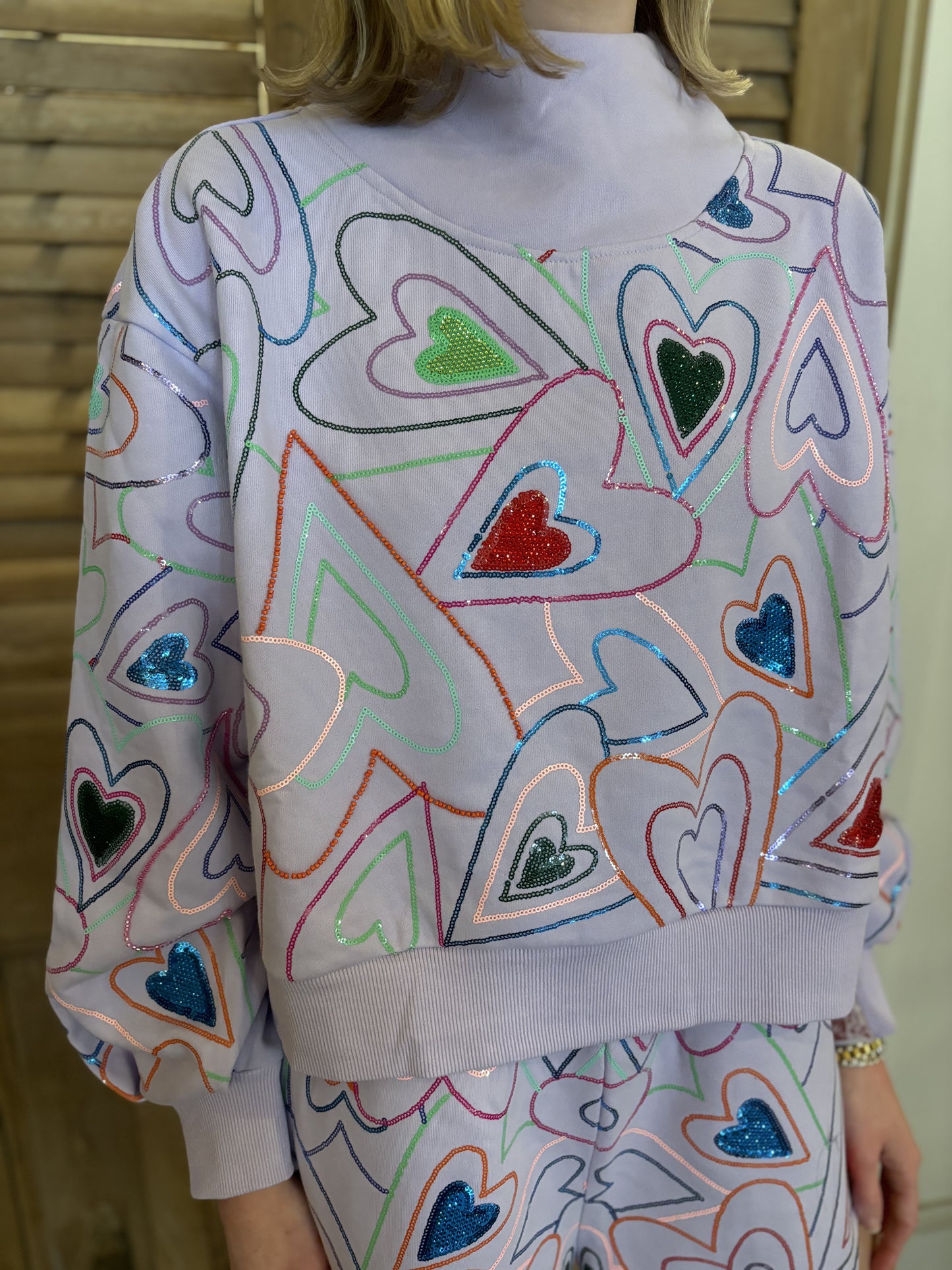 Lavender Groovy Mock Neck Sweatshirt