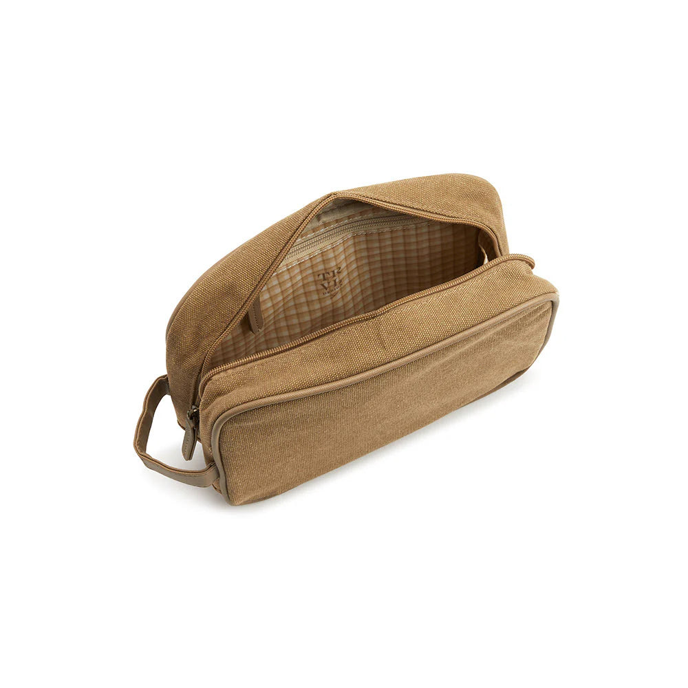 Men's Kit Case Toiletry Bag Coated Canvas Hay