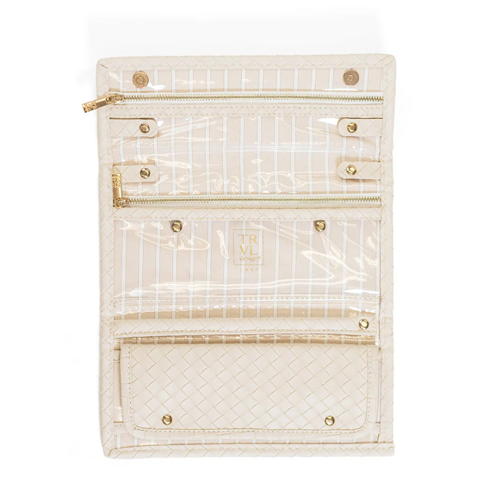 Luxe Jewelry Wallet Woven Sand