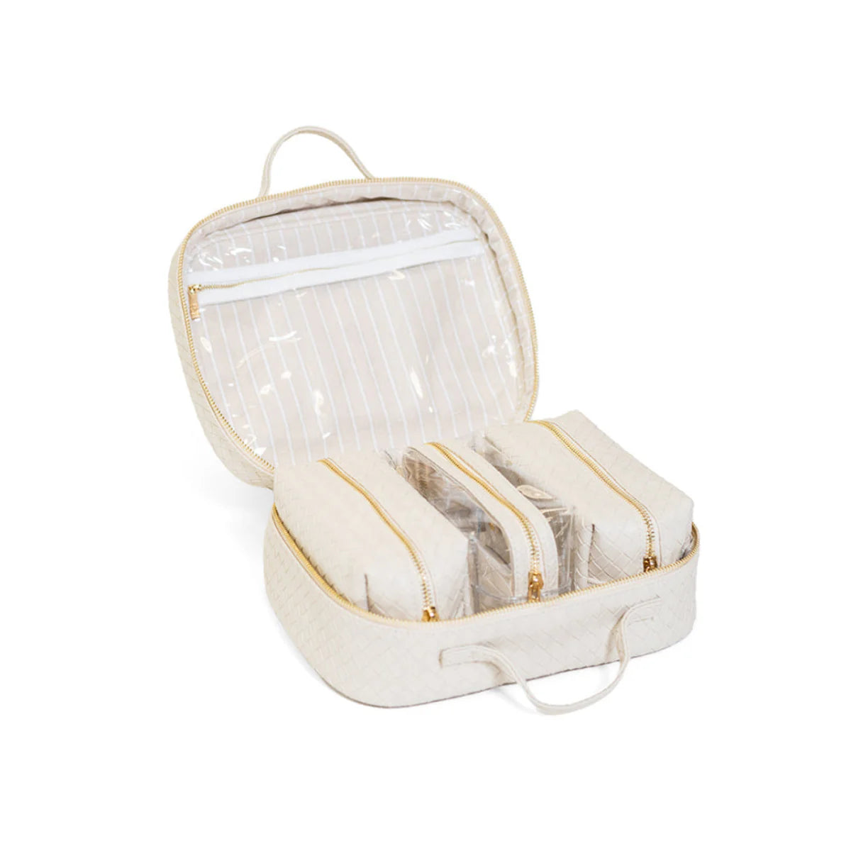 Luxe Cosmetic Toiletry Case Woven Sand