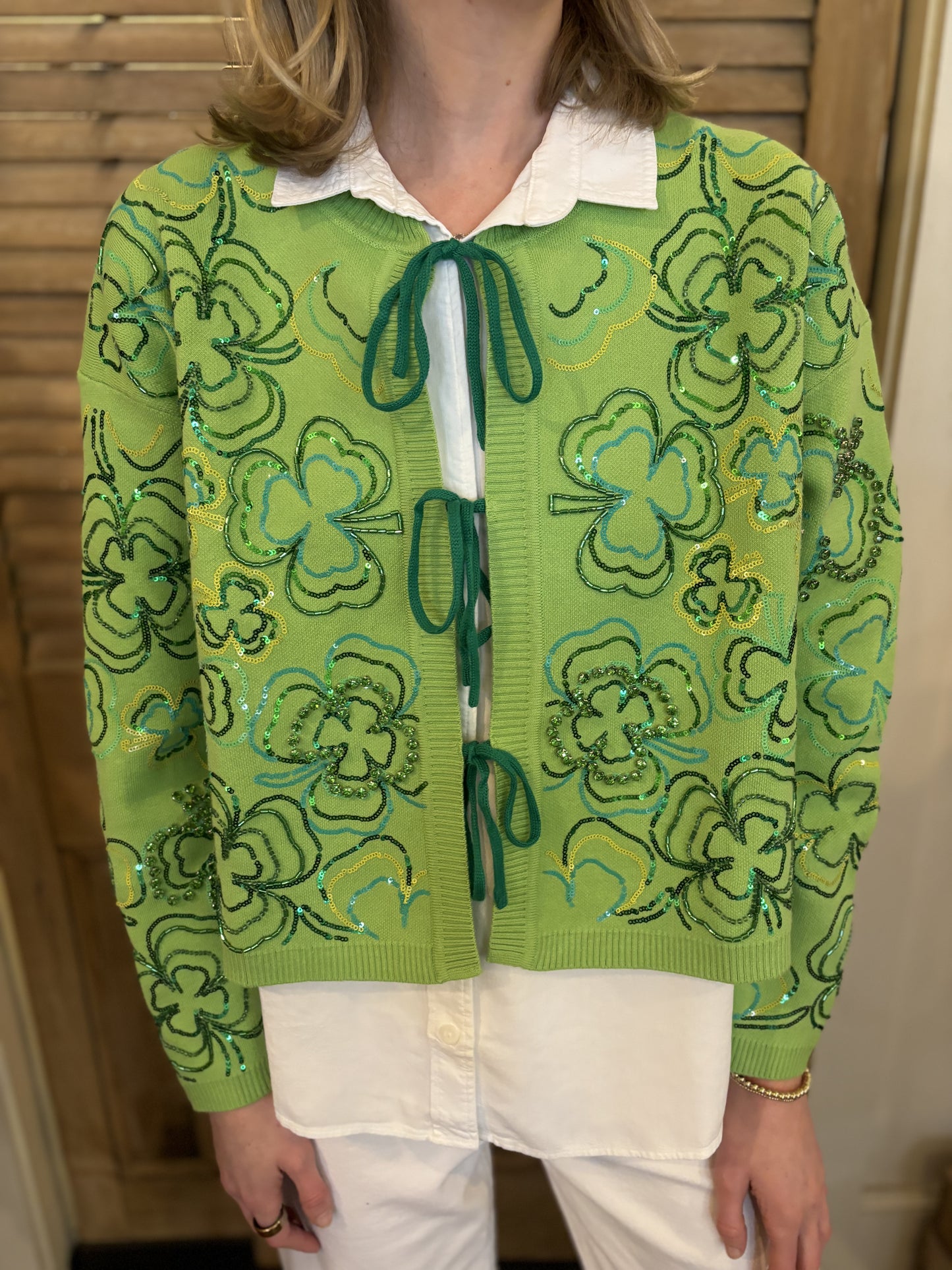 Green Groovy Shamrock Tie Sweater