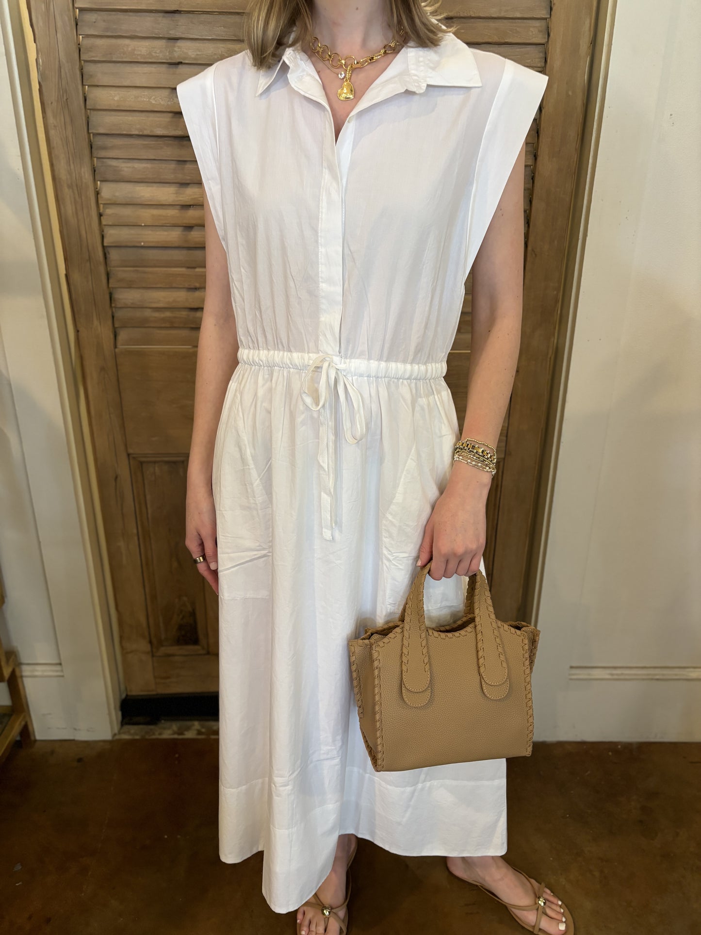 Gusset Sleeve Maxi Dress White