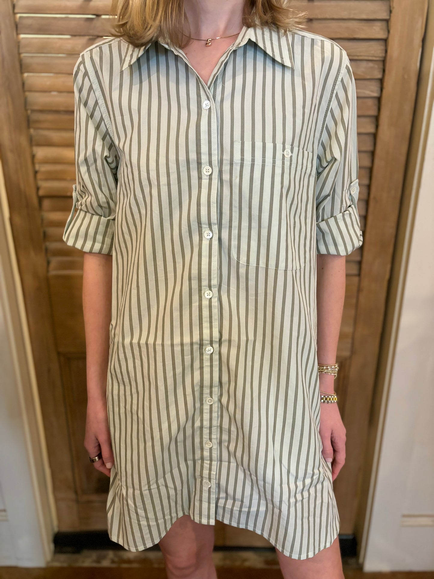 Striped Shirt Dress Pool Stripe