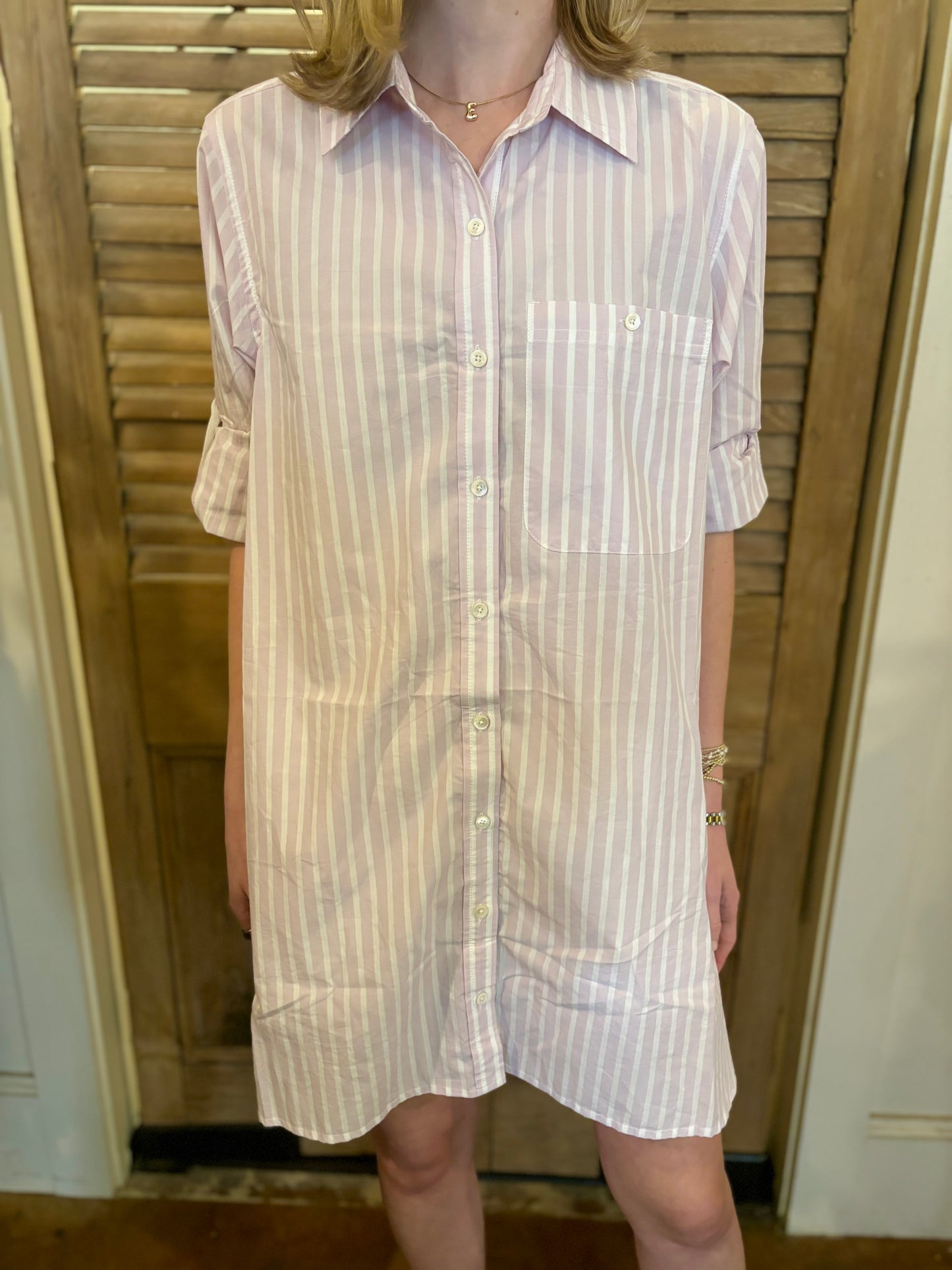 Striped Shirt Dress Lavender Stripe