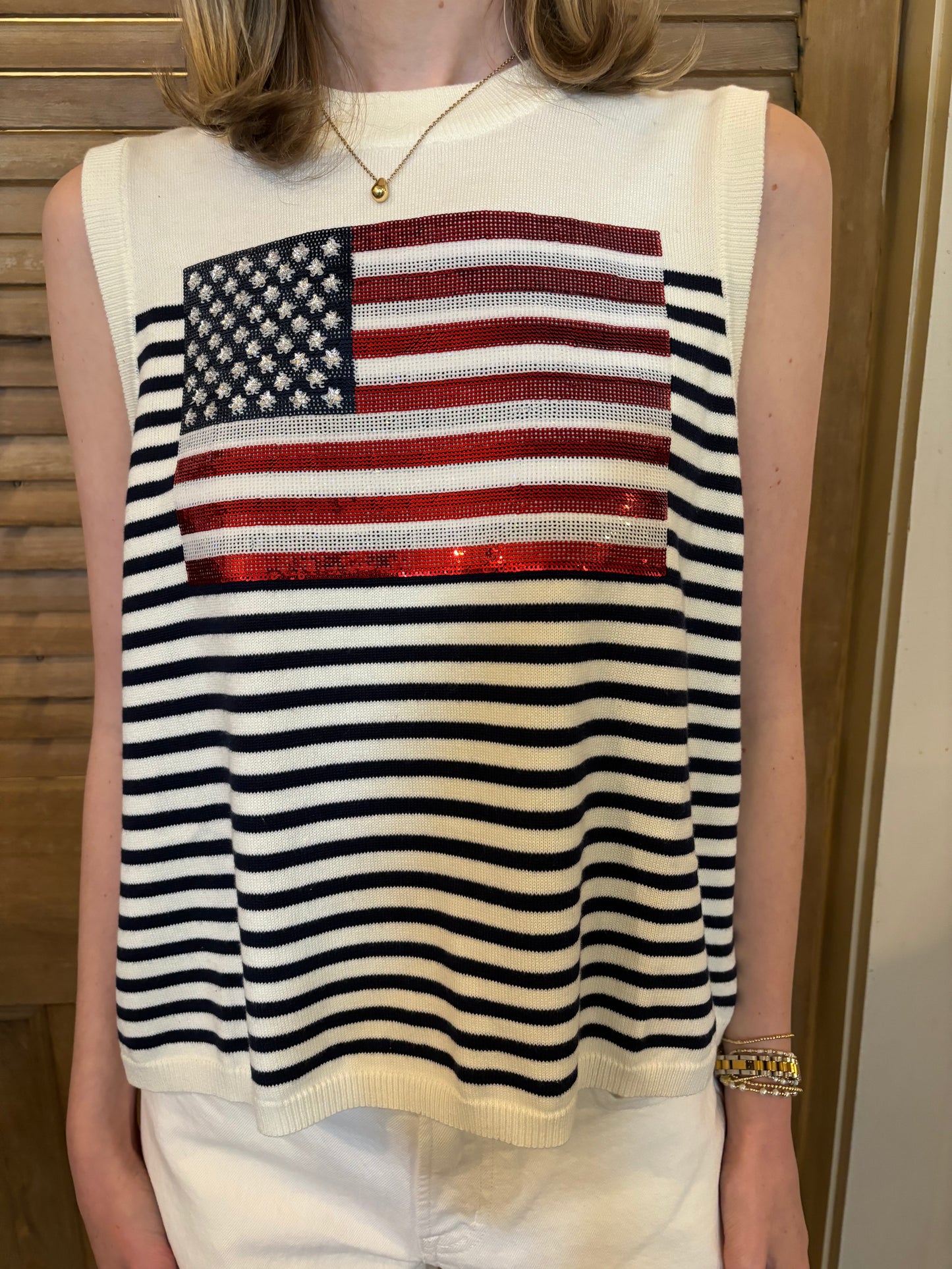 Knit American Flag Stripe Tank