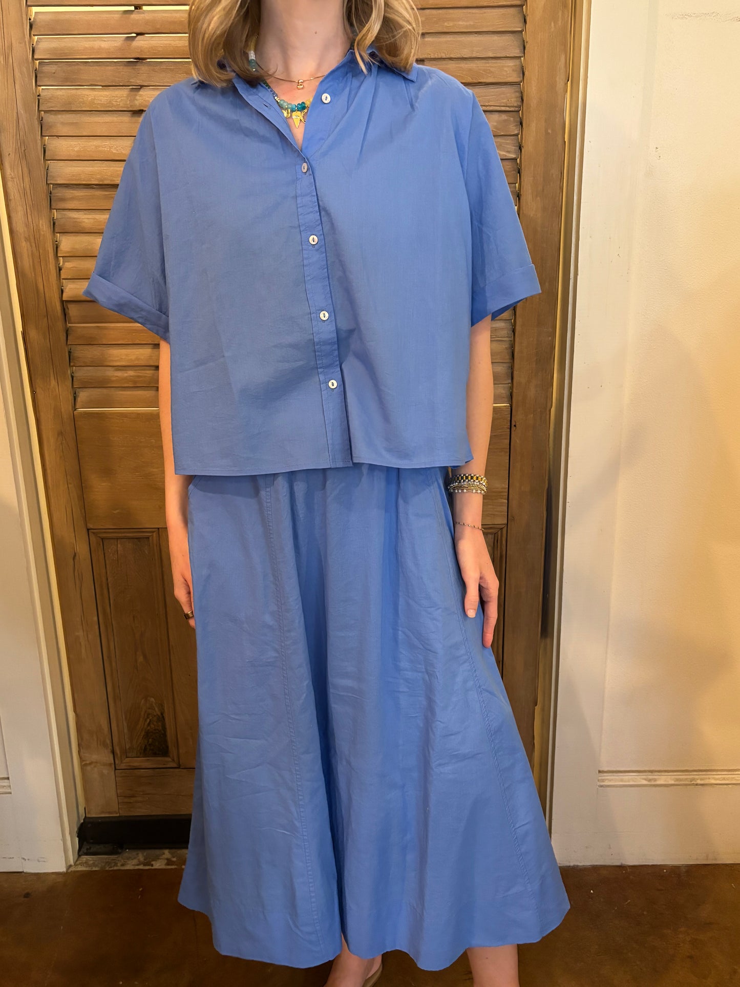 Elbow Sleeve Button Dow Ultramarine