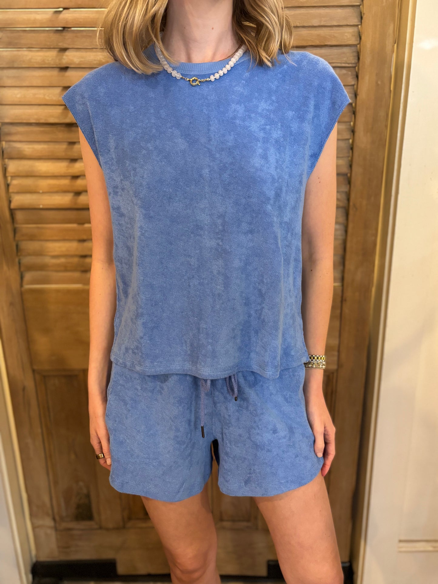 Terry Boxy Sleeveless Top Ultramarine