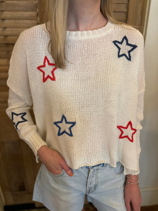American Star Crew Cotton Breaker White Multi