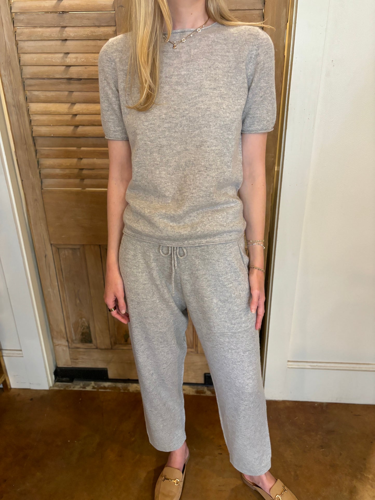 Carmel Cashmere Short Sleeve Sweater Frost