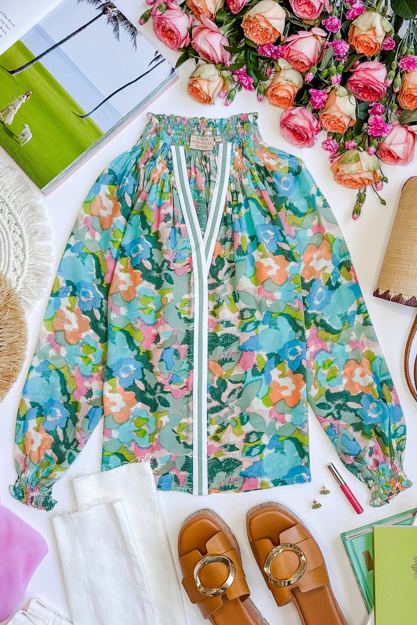 Aspen Full Sleeve Blouse Sage Multi Floral