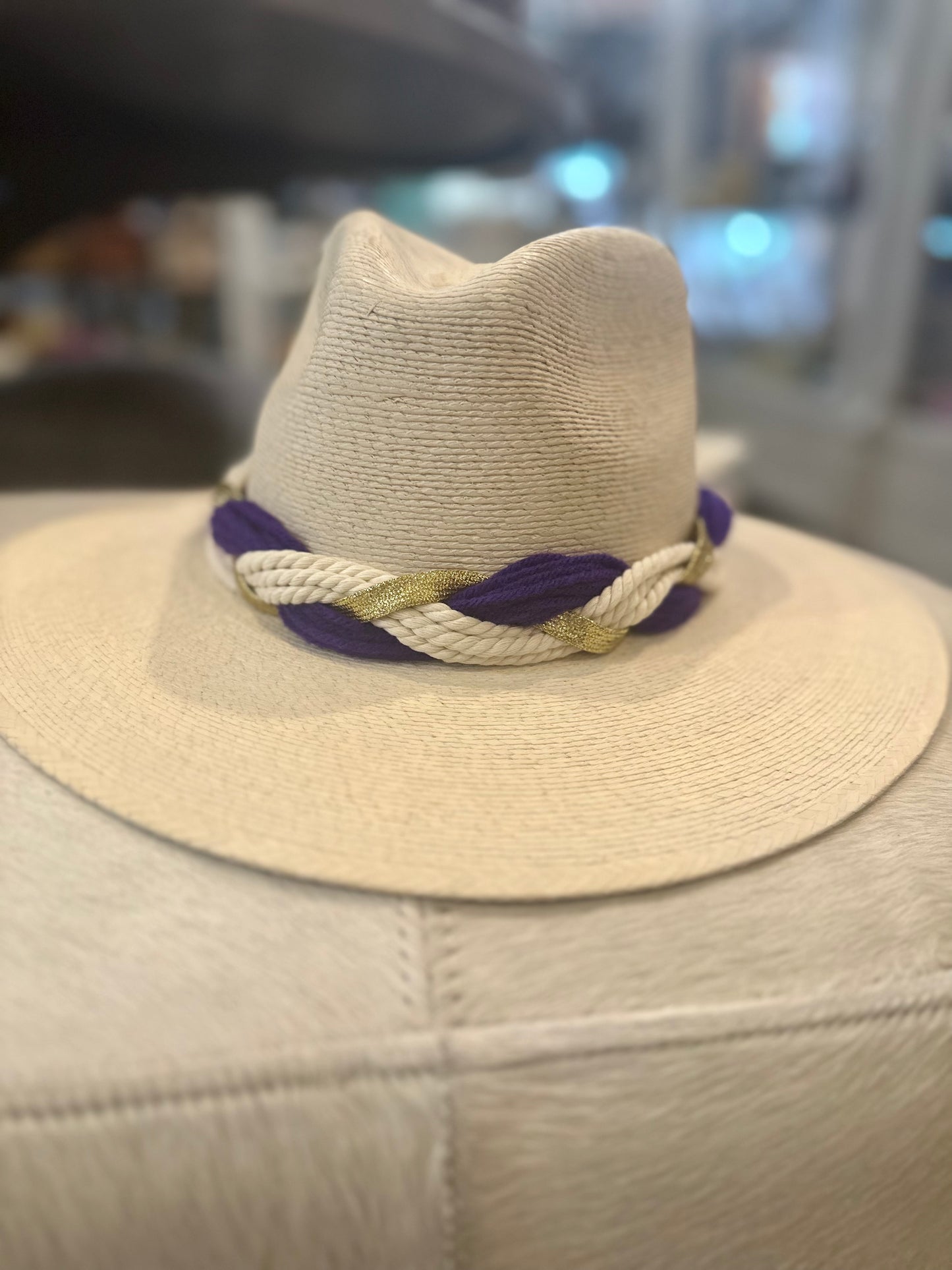 White Palm Hat With LSU Band