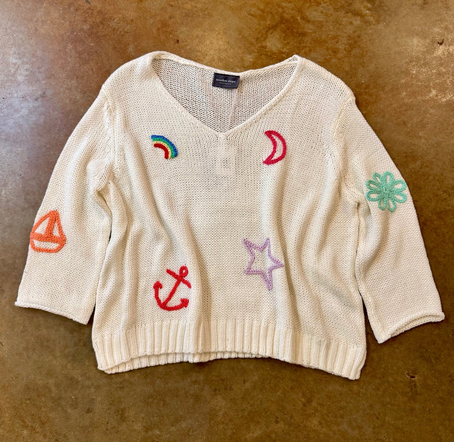 Charms 3/4 Sleeve V Cotton Breaker White Multi