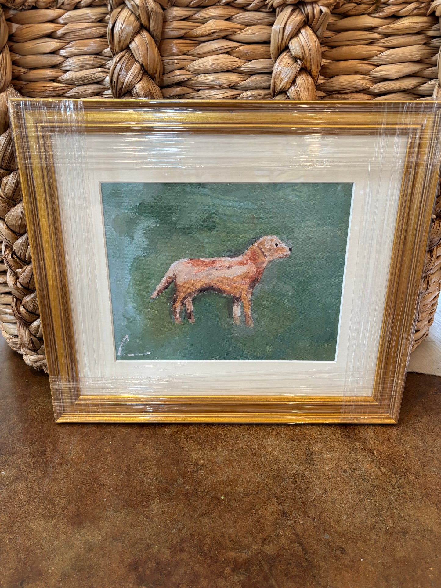 Framed Green Golden Print 15.5" x 13.5"