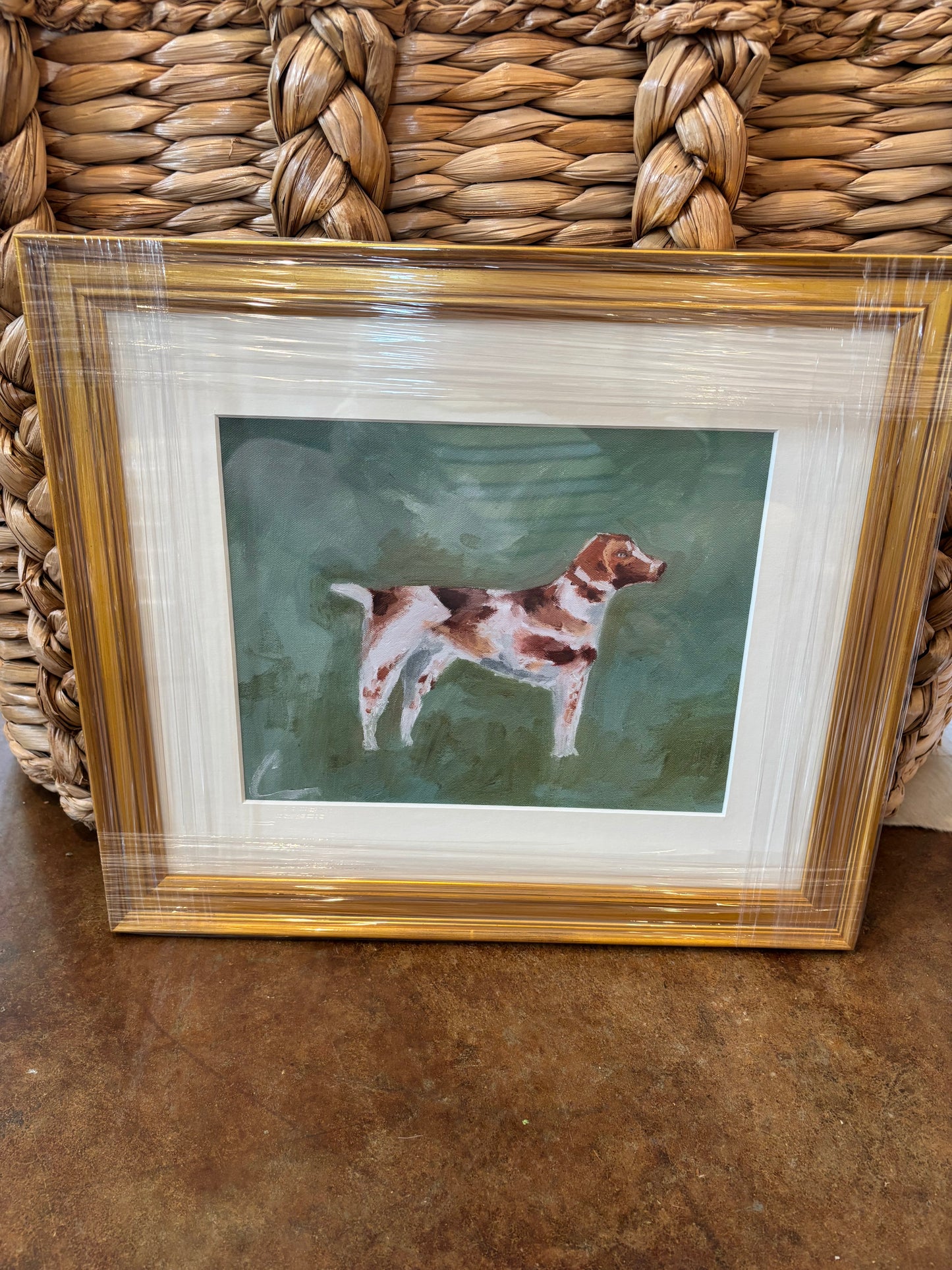 Framed Brittany Print 15.5" x 13.5"